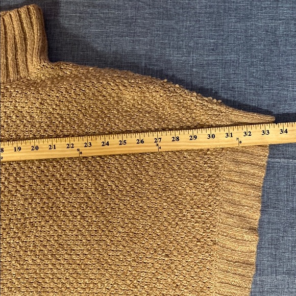 Lou & Grey Tan Mock Neck Poncho Sweater Knit Pullover Oversized Fit XS/S - Picture 7 of 11
